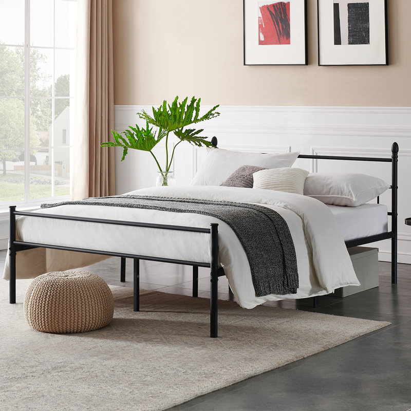 Hitha Full Size Metal Platform Bed Frame with Heavy Duty Steel Slat Support, No Box Spring Needed