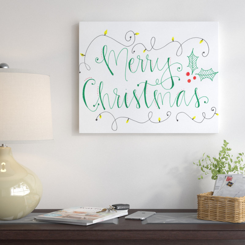 «Merry Christmas», reproduction d'art textuelle sur toile tendue à la main
