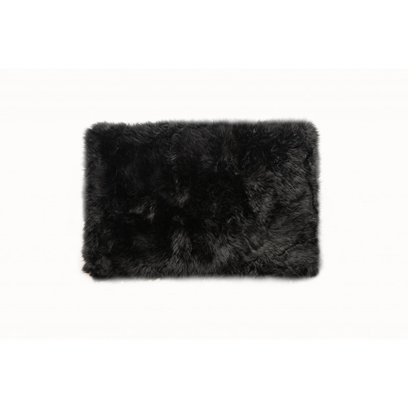 Tapis noir naturel rectangulaire en peau de mouton, Tapis de couloir 2 pi x 5 pi