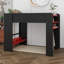 Lit superposé double avec bureau à hauteur réglable, garde-robe et lumière RVB, lit superposé en bois pour les jeux-1955927306