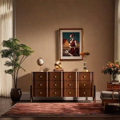 Ash Wood Sideboard with 12 Drawers
