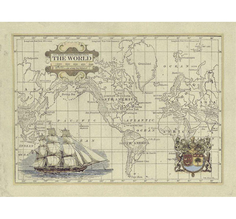 Art sur toile tendue Trent Austin Design® Vision Studio Gallery: carte antique du monde, H 28 po x l 36 po