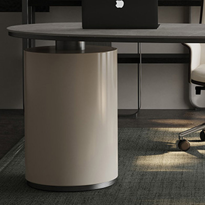 Bureau d'ordinateur simple et moderne, H 28,74 po x l 62,99 po x P 27,56 po, Gris / Blanc
