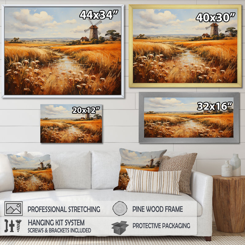 «Danemark Windmill Serenade», reproduction sur toile, Toile tendue, H 24 po x l 32 po x P 1 po