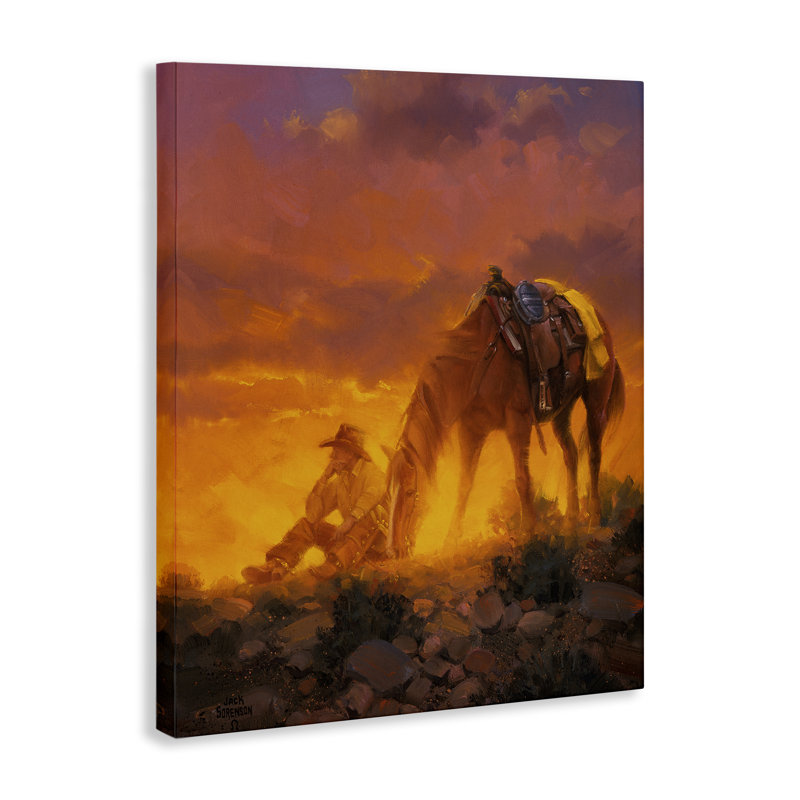 «The Thinker Western Cowboy», art mural par Jack Sorenson, H 30 po x l 24 po