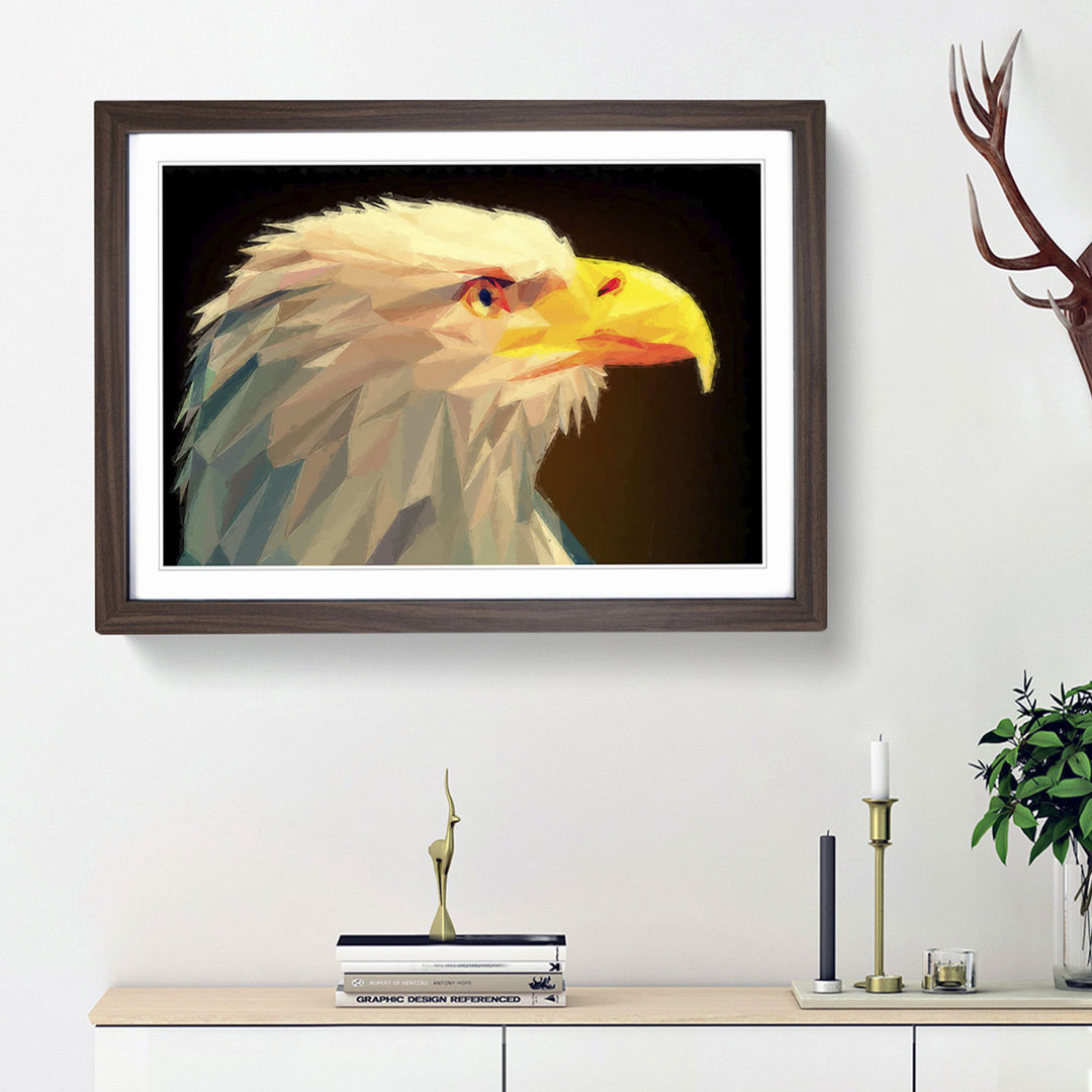 Geometric Bald Eagle Bird in Abstract - Framed Print