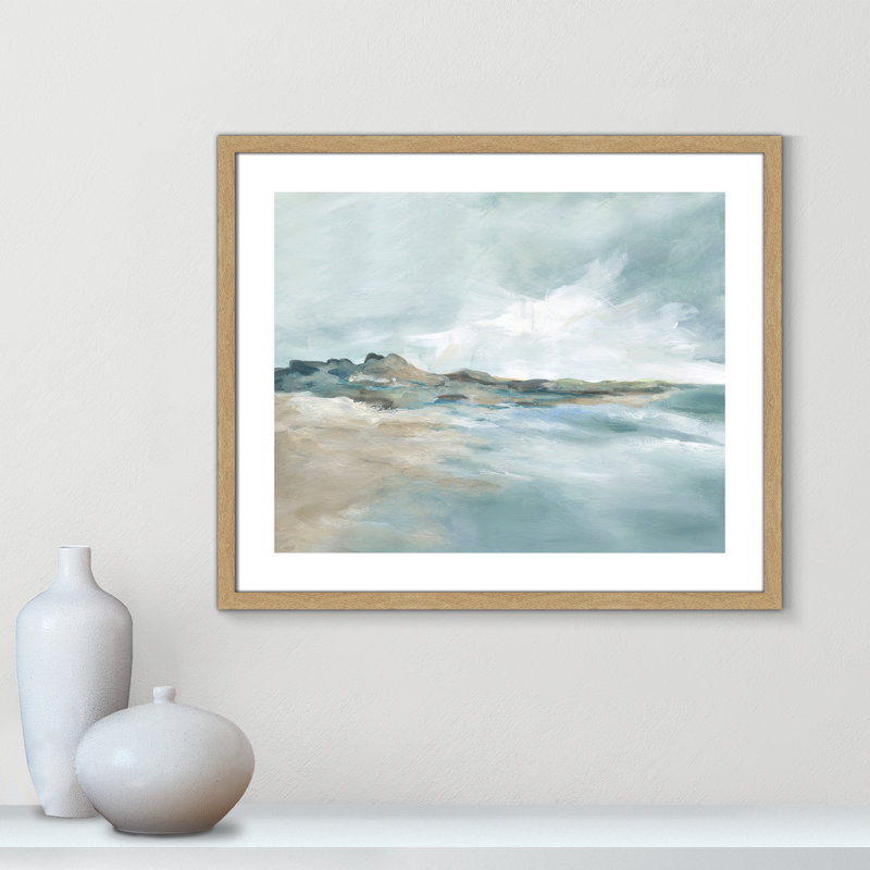 Imprimé Sandpoint par Carol Robinson, H 21,5 po x l 25,5 po x P 1,25 po, Naturel, Reproduction encadrée avec passe-partout