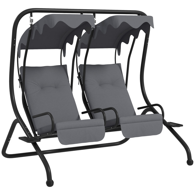 Marjorie  2 Person Porch Swing with Canopy, Grey