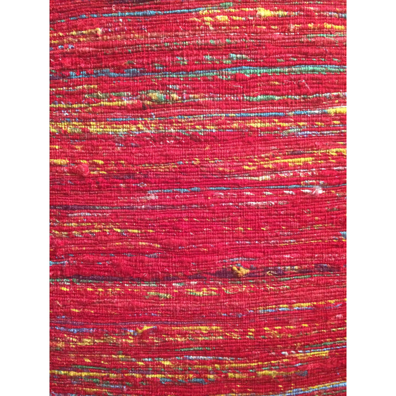 Tapis rouge en soie touffeté à la main, Rectangle 2 pi x 3 pi