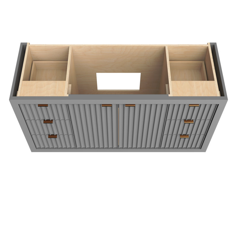 Lecrieú Single Extra Wide Bath Vanity, Platinum Gray, Champagne Bronze, 60"