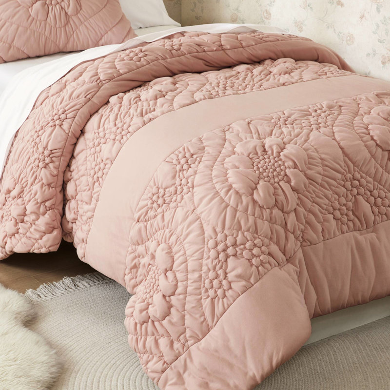 ECBCD-cbdbf Comforter, Pink, King Comforter + 2 Pillow Shams