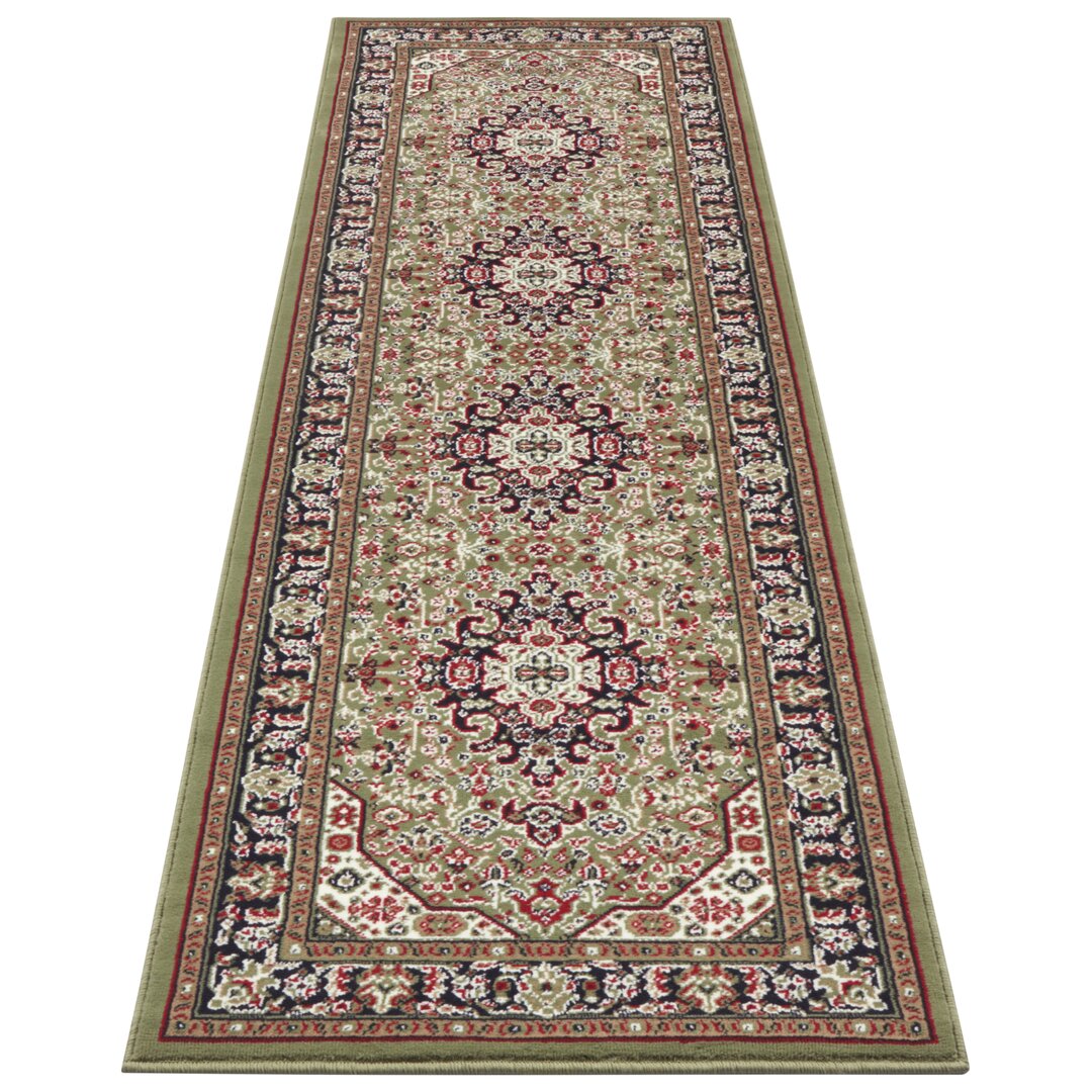 Skazar Isfahan Orient Teppich - Kurzflor Orientalisch für Wohnzimmer, Esszimmer, Flur - Grün