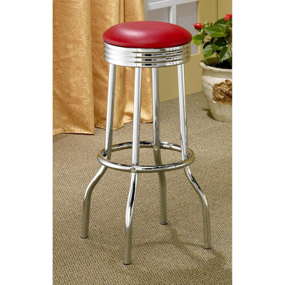 Tabourets de bar rouges 2 - Une interprétation moderne du style vintage avec des accents de 2 chaises de salle à manger rétro et d'assise