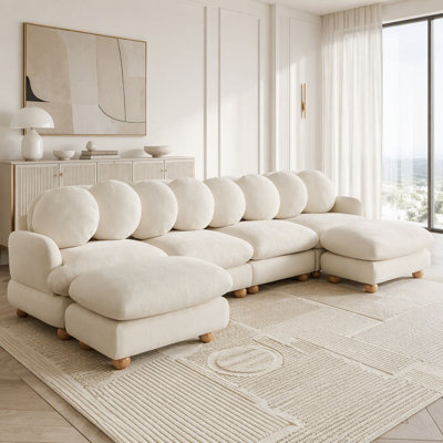 Canapé modulaire modulaire avec revêtement en chenille et repose-pieds mobile