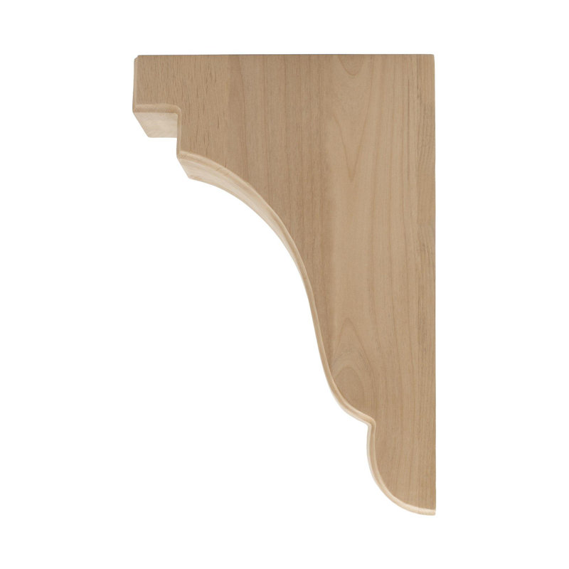 Corbeau de support en bois massif moyen non fini 12 po x 2 1/2 po x 8 po, Aulne
