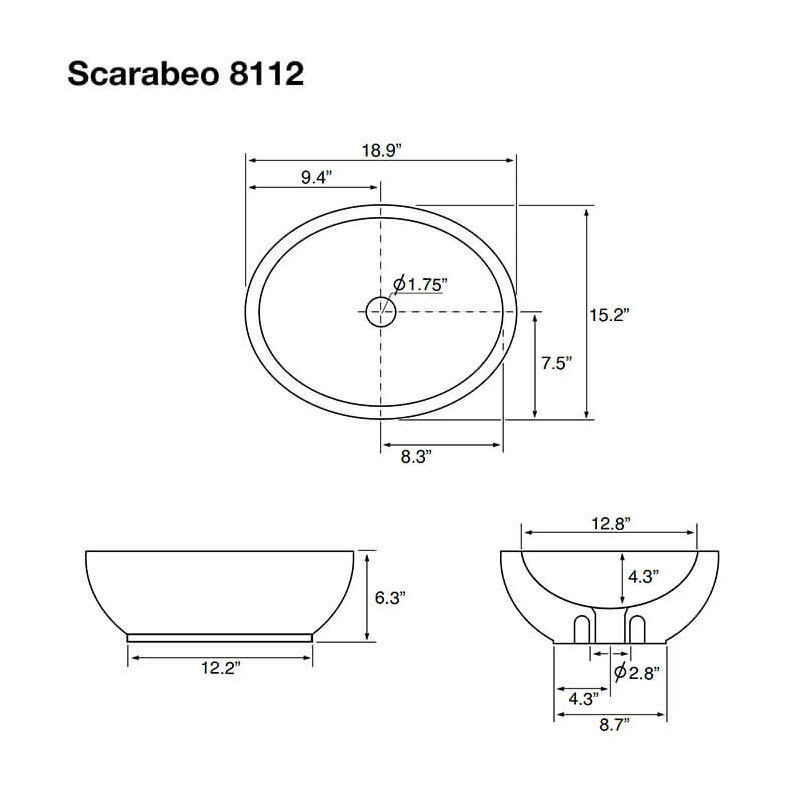 Scarabeo By Nameeks Planet 16'' White Ceramic Oval Bathroom Sink with Overflow