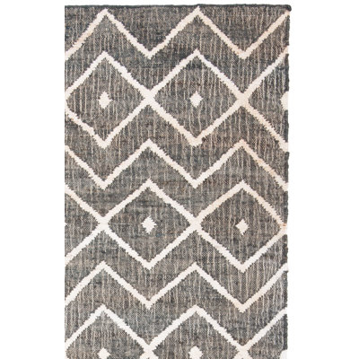 Furman Kilim Geometric Hand-Loomed Natural/Charcoal Area Rug