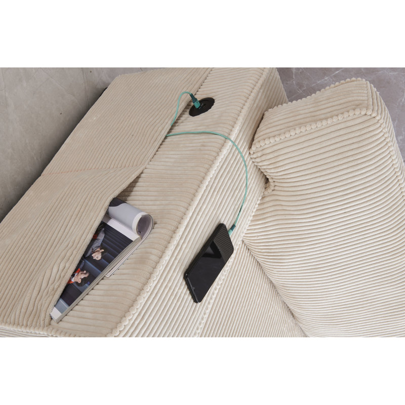 Canapé deux places élégant couleur crème, structure et revêtement en velours doux avec assise réglable couleur crème, appuie-tête confortables et coussins enveloppés de mousse