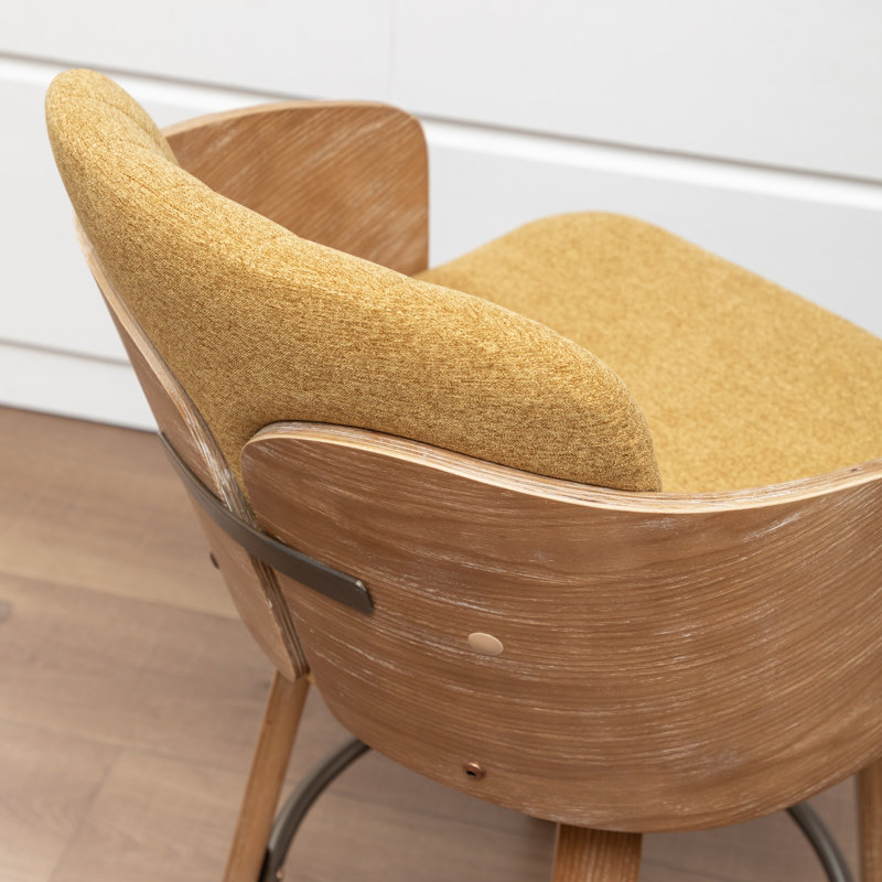 Tabourets de bar pivotants en velours Ljubka, Jaune, Tabouret de bar (siège d'une hauteur de 30,12 po)