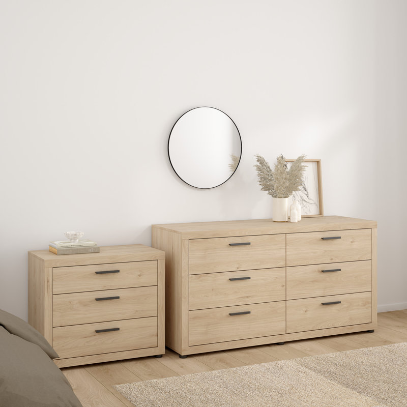 Rorry 2-Piece Bedroom Set - 6 Drawer Double Dresser And Chest, 2 Pcs: 2 Dressers