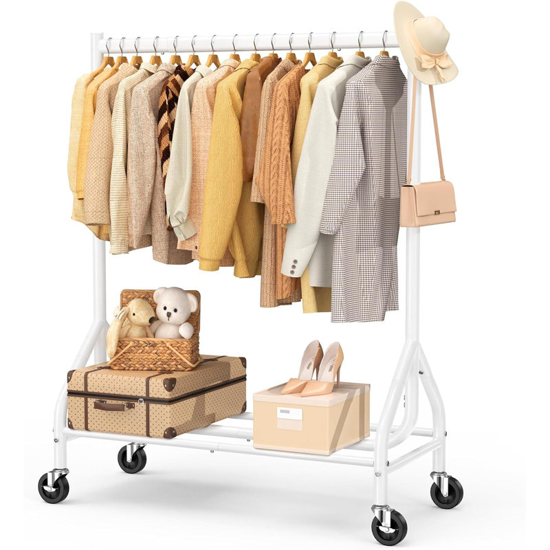 110cm Rolling Clothing Rack, White