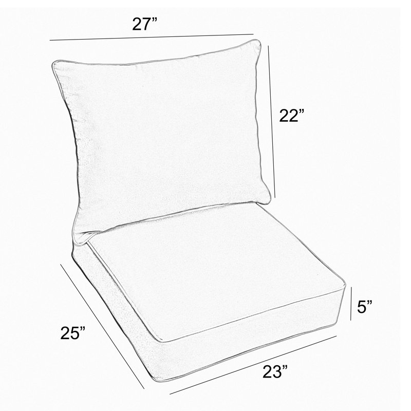 Sunbrella Outdoor 5'' Seat / Back Cushion, 23" W x 25" D