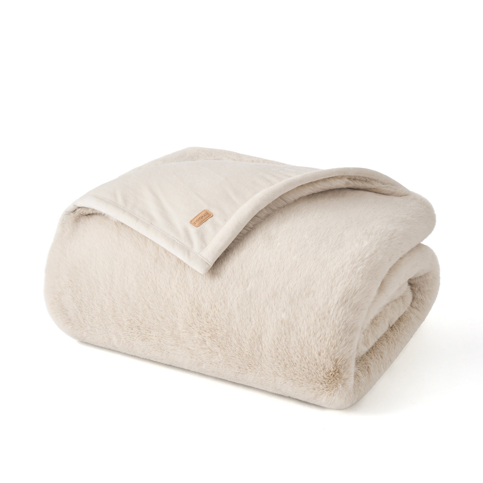 Luxury Soft Faux Chinchilla Fur Throw Blanket 1220GSM, Birch Mink, 90" L x 72" W