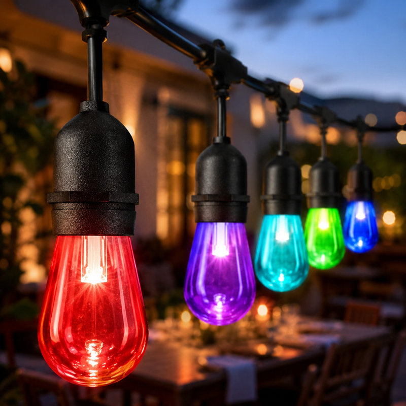 Guirlande de 48 lumières à DEL de 15 ampoules à DEL à 48 ampoules incassables et interchangeables 