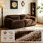 Canapé modulaire 2 places avec tissu moelleux et coussins décoratifs, sans assemblage requis avec éponge haute densité 32D-1375342756