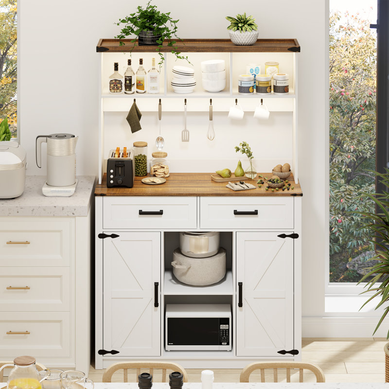 39.37'' Sideboard Buffet Cabinet With Led Lights, Antique White