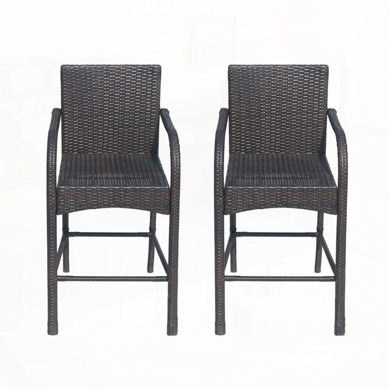 Tabourets de bar en osier d'extérieur, Brun