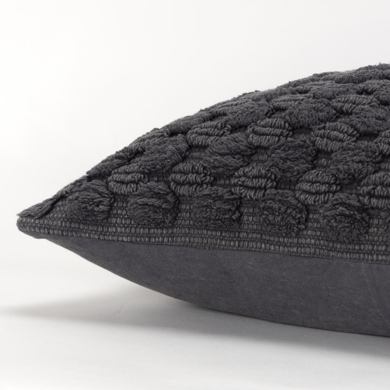 Coussin décoratif 20 po en coton gris anthracite avec texture