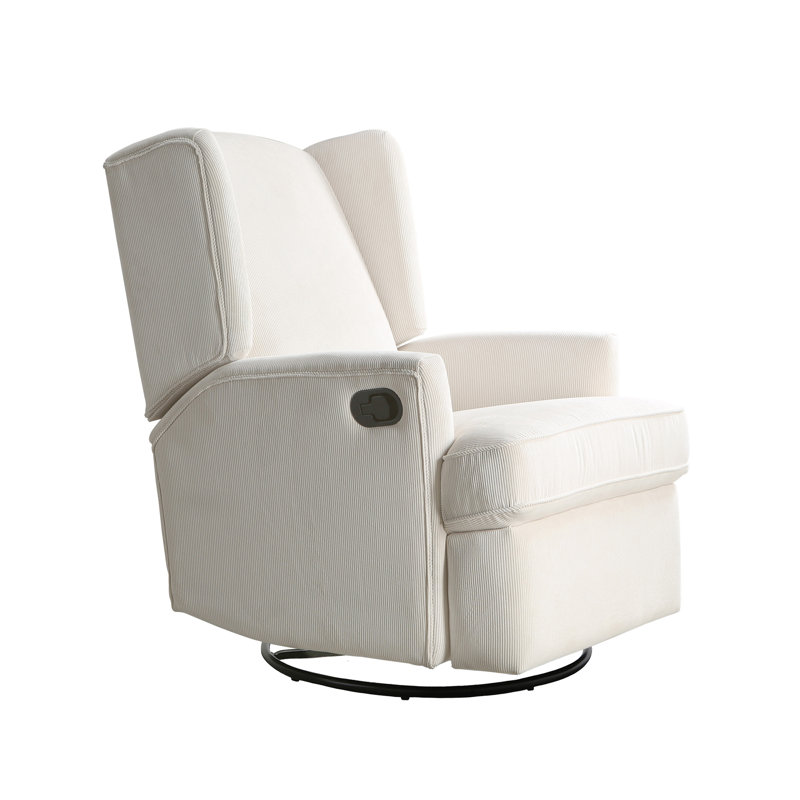 Swivel Reclining Glider, Ivory Corduroy
