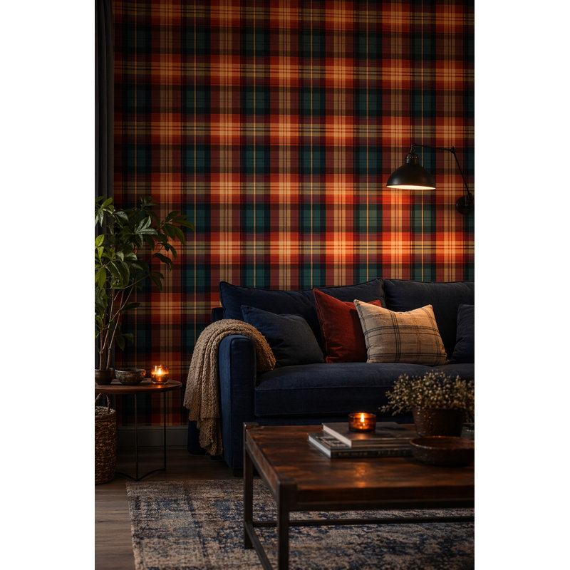 Papier peint texturé tartan, Peler et coller
