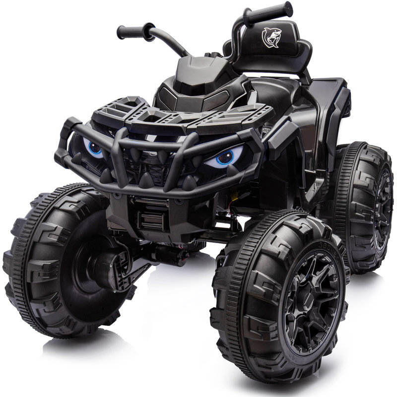 Shark Kids ATV 4-Wheeler, 24 Volt 4WD Ride on Toy for Big Kid w/Bluetooth, 4x200W Motor, 5.6Mph Max Speed, Black