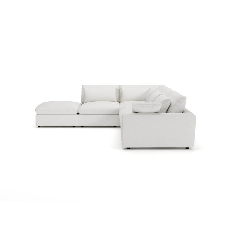 Remy 5-Piece Modular Chaise Sectional, Left Hand Facing, Macarena Beige Basketweave