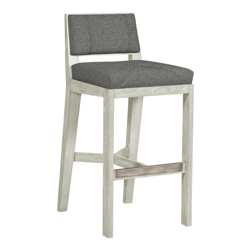 Scoville By Thom Filicia Upholstered Counter Stool with Solid Wood Frame, Ian Pewter, Navajo