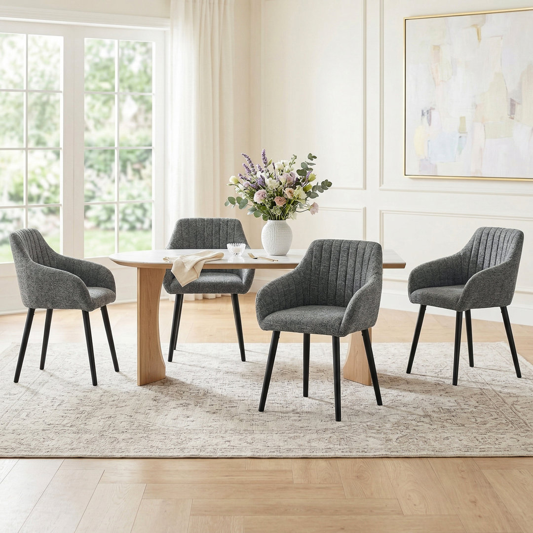 49.5cm H Upholstered Dining Chairs With Wooden Legs