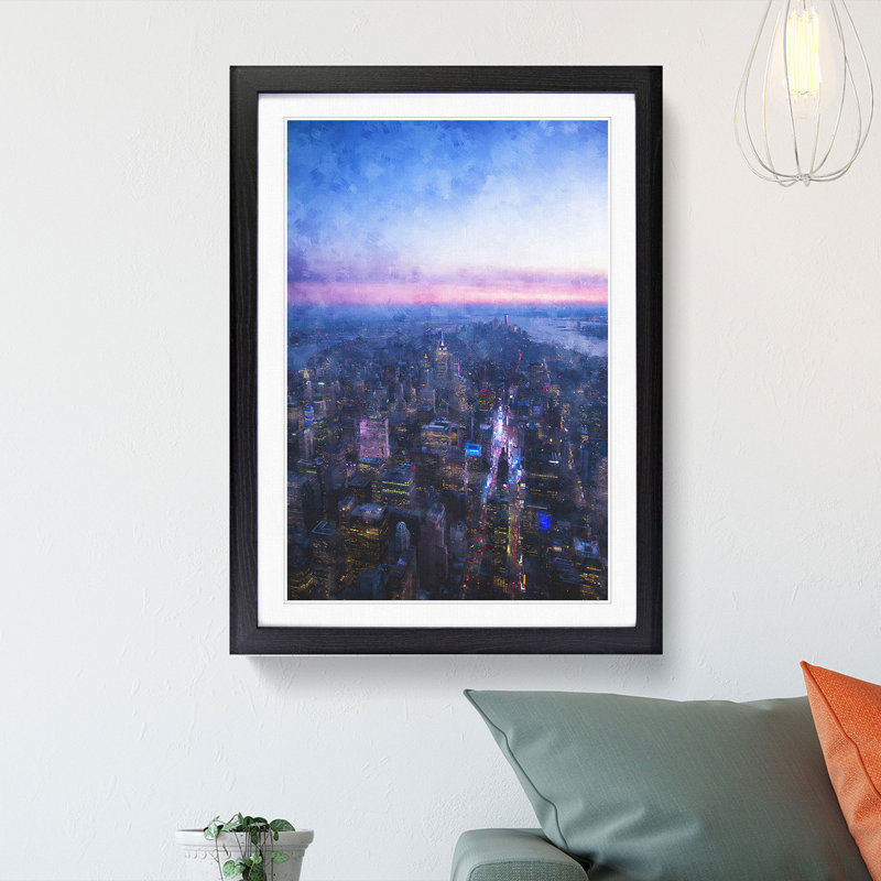 Sunset in Manhattan New York - Framed Print, Black Framed, 33cm H x 24cm W x 2cm D