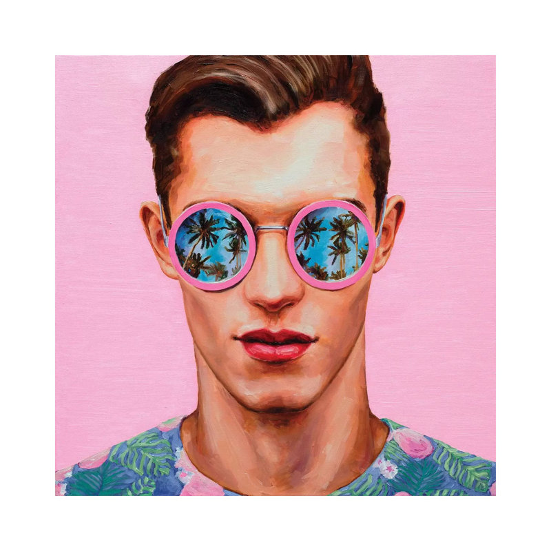 «Rose lunettes de soleil» - imprimé, Toile tendue, H 12 po x l 12 po x P 0,75 po