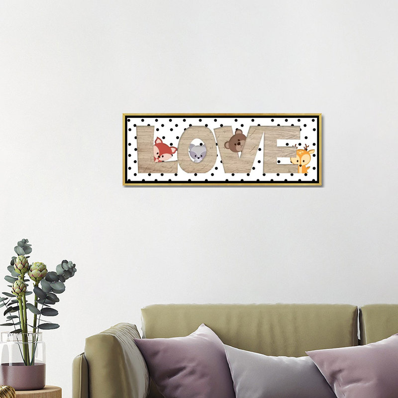 Art love, H 16 po x l 48 po x 1,5 po, Toile encadrée d'or
