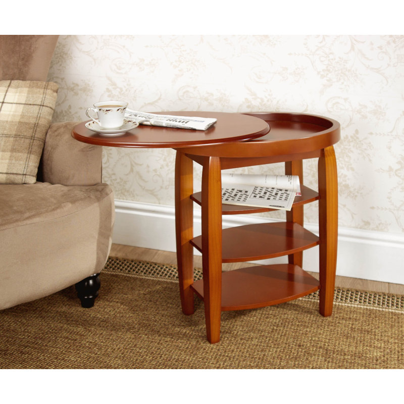 Sydni Swivel-top Side Table with Shelves, Burnt Orange