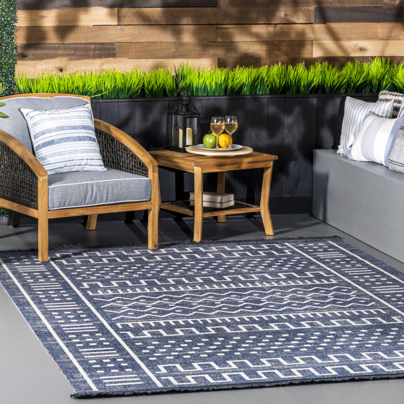 Tapis intérieur / extérieur bleu Myrasol, Carré 6 pi