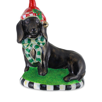 Holiday Dachshund Dog Glass Ornament