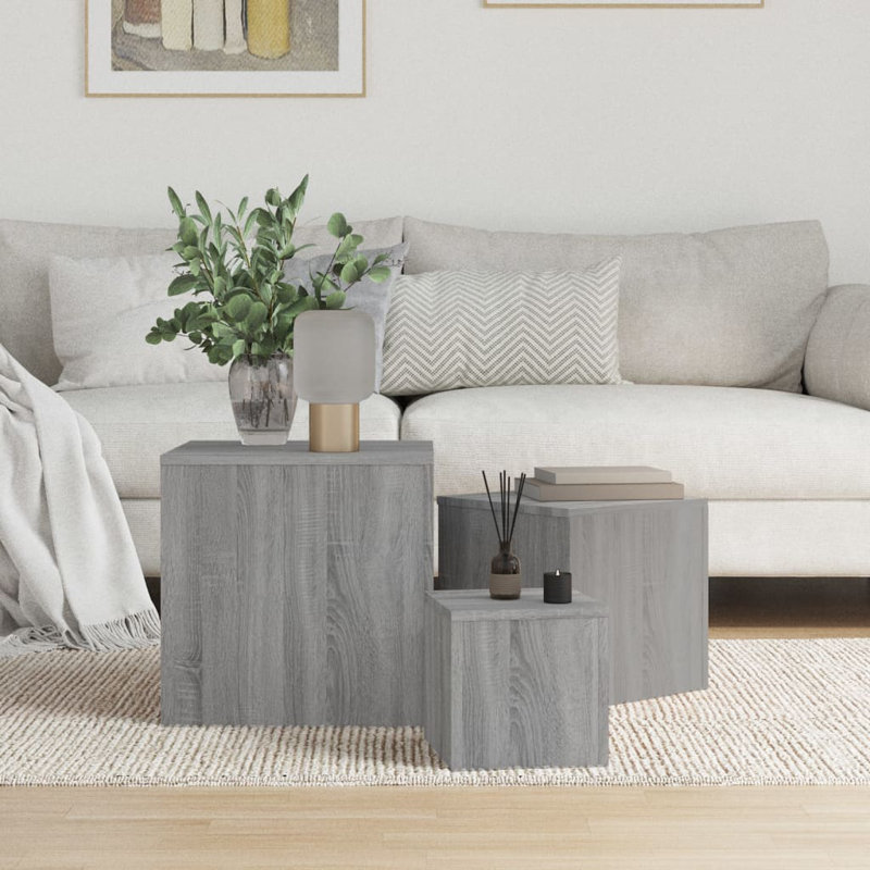 Gobind Block Nesting Tables, Grey Sonoma, Grey Sonoma