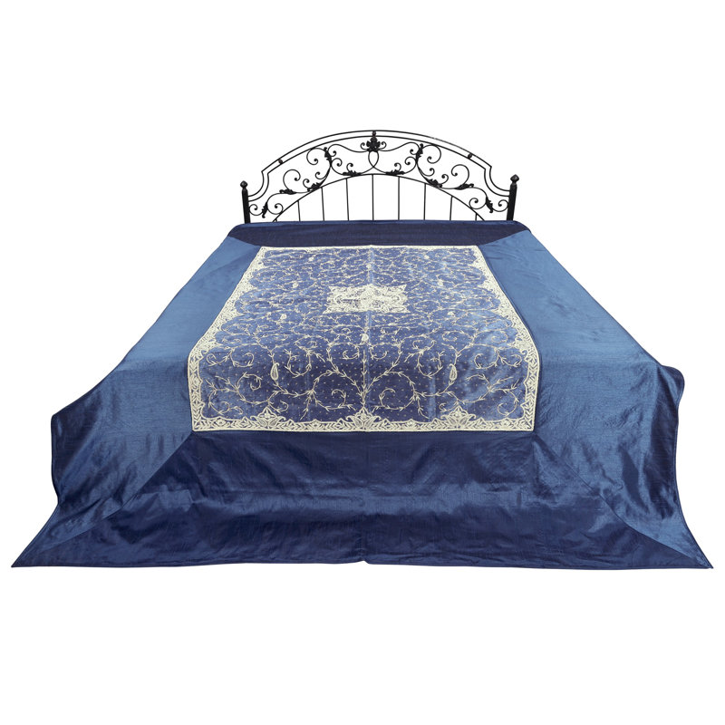 Couvre-lit Exotic India Pure Silk, Bleu