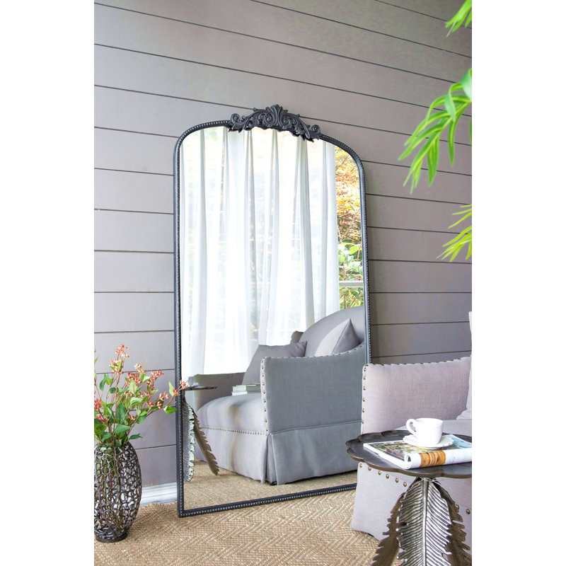 66" X 36" Full Length Mirror, Arched Mirror Hanging Or Leaning Against Wall, Large Black Mirror For Living Room, Black