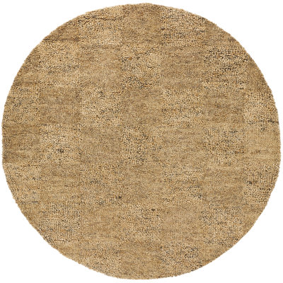 Tapis bleu / doré en laine à poils longs tissé à la main Celsa