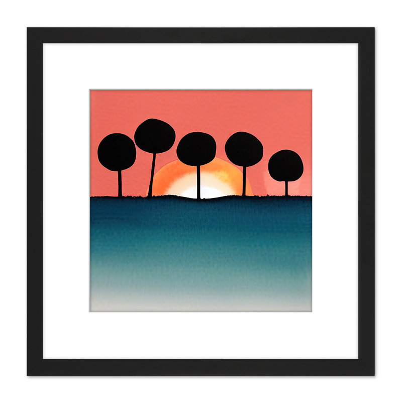 Tree Boho Sunset Landscape Watercolour 1 Piece Single Picture Frame Painting