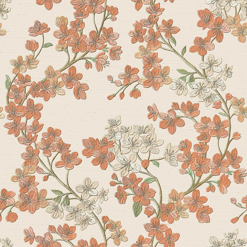 Porcelle Floral Roll, Beige/Orange/Green